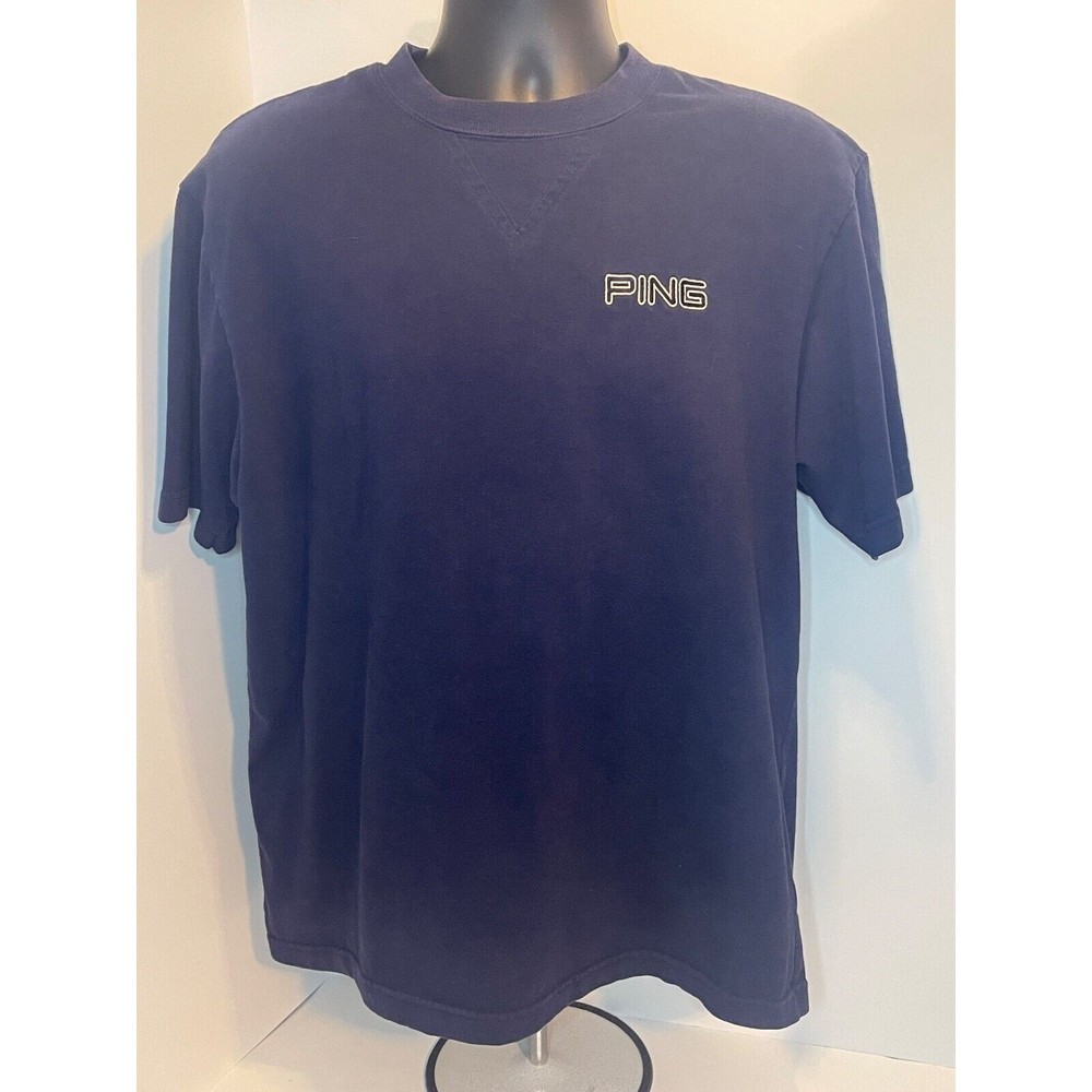 VTG 90s Made in USA PING Men's Medium Embroidered Heavy T-shirt Blue VTG Golf
